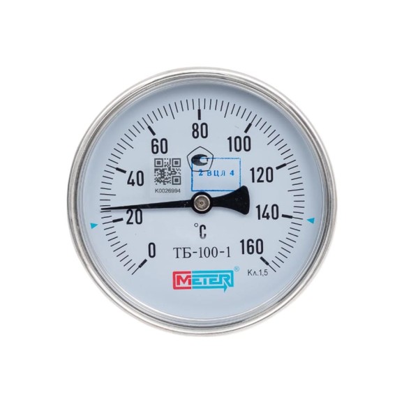 Термометр МЕТЕР ТБ-100-1 T = 0..160 С, L= 60 мм кл.1,5 (с латун.гильзой G1/2) 2540 Термометр МЕТЕР ТБ-100-1 T = 0..160 С, L= 60 мм кл.1,5 (с латун.гильзой G1/2) 2540