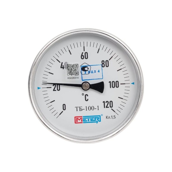 Термометр МЕТЕР ТБ-100-1 T = 0..120 С, L=60 мм кл.1,5 (с латун.гильзой G1/2) 2941 Термометр МЕТЕР ТБ-100-1 T = 0..120 С, L=60 мм кл.1,5 (с латун.гильзой G1/2) 2941