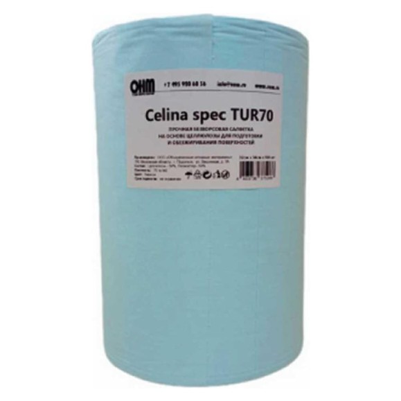 Нетканый протирочный материал СПЕЦСНАБ Celina spec бирюзовый рулон 0,30х0,36х500шт TUR70