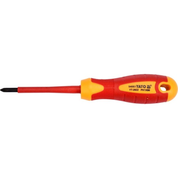 Отвёртка диэлектрическая YATO 1000В PH1x80мм YT-2822 36132822 092 1