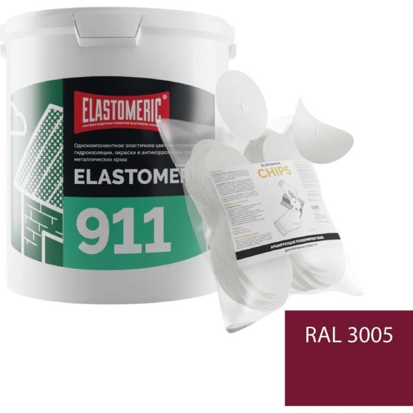 Ремкомплект для гидроизоляции и ремонта кровли Elastomeric Systems Elastomeric 911 (6кг.) тёмно-красный и Chips 50шт 911_3005_6kg_krug_7 Ремкомплект для гидроизоляции и ремонта кровли Elastomeric Systems Elastomeric 911 (6кг.) тёмно-красный и Chips 50шт 911_3005_6kg_krug_7