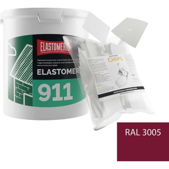 Ремкомплект для гидроизоляции и ремонта кровли Elastomeric Systems Elastomeric 911 (3кг.) тёмно-красный и Chips 50шт 911_3005_3kg_kvadrat_9х9 Ремкомплект для гидроизоляции и ремонта кровли Elastomeric Systems Elastomeric 911 (3кг.) тёмно-красный и Chips 50шт 911_3005_3kg_kvadrat_9х9