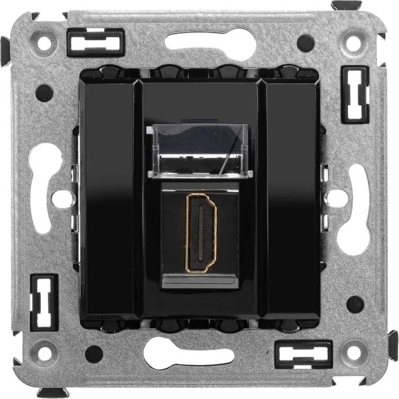 HDMI-розетка одинарная в стену DKC Avanti тип А-А, черный квадрат 4402253