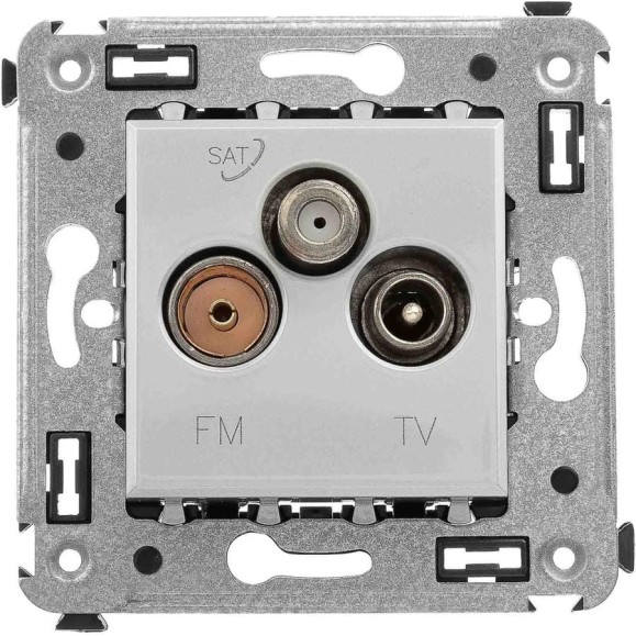 Розетка DKC TV FM SAT в стену, Avanti, Закаленная сталь 4404533