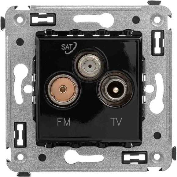 Розетка DKC TV FM SAT в стену, Avanti, Черный квадрат 4402533