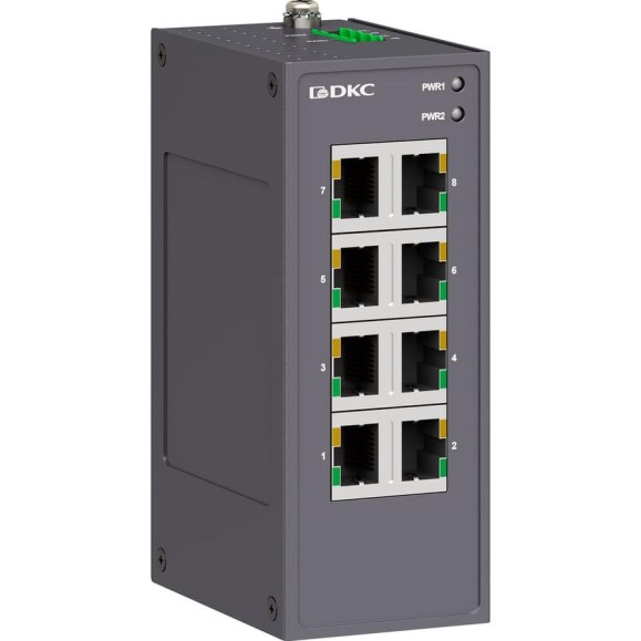 Промышленный неуправляемый коммутатор DKC 8×10/100Base T X портов RJ45, 12 48В DC/18 30В AC, с резервированием N1000 8T P2 N1000-8T-P2 Промышленный неуправляемый коммутатор DKC 8×10/100Base T X портов RJ45, 12 48В DC/18 30В AC, с резервированием N1000 8T P2 N1000-8T-P2