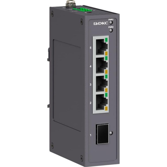 Промышленный неуправляемый коммутатор DKC 1×100Base X, SFP слот: 4× 10/100Base T X портов RJ45, 12 48В DC/18 30В AC, с рез N1000 1SFP N1000-1SFP4T-P2 Промышленный неуправляемый коммутатор DKC 1×100Base X, SFP слот: 4× 10/100Base T X портов RJ45, 12 48В DC/18 30В AC, с рез N1000 1SFP N1000-1SFP4T-P2