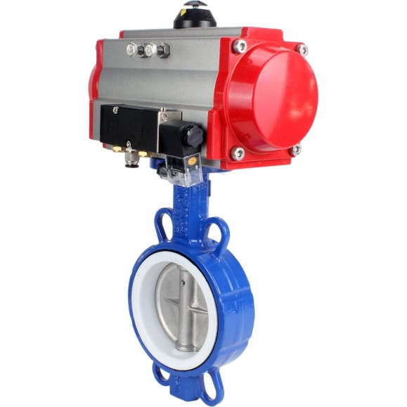 Затвор DN.ru WCB-316L-PTFE Ду200 Ру16 с пневмоприводом, пневмораспределителем D050-02318 Затвор DN.ru WCB-316L-PTFE Ду200 Ру16 с пневмоприводом, пневмораспределителем D050-02318