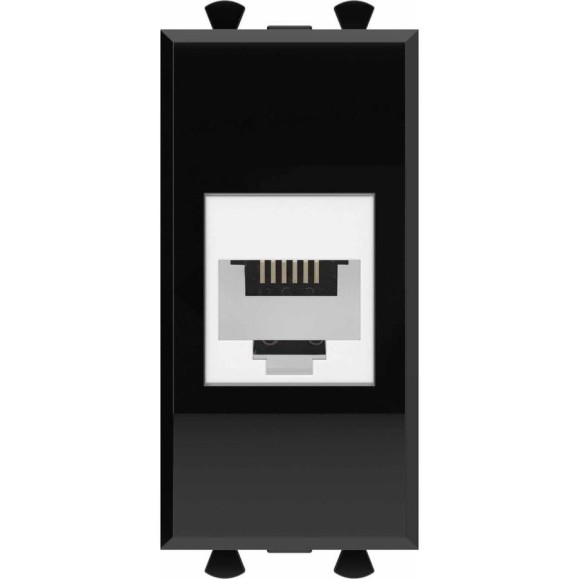 Телефонная розетка DKC RJ 12 без шторки модульная, Avanti, Черный квадрат, 1 модуль 4402611