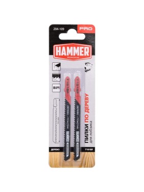 Пилка для лобзика Flex 204-109 JG WD-PL T101BF 2 pcs, 74 мм, шаг 2.7, BiM, Hammer 30565