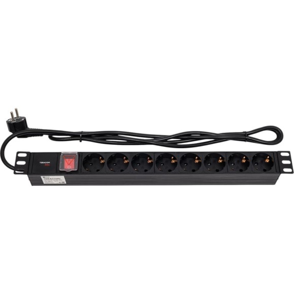 Блок розеток EKF PDU TERACOM PRO 19" 1U 16А/250В 8 розеток Schuko с выключателем, шнур питания длиной 2 метра, сечение 3x1.5 мм2, вилка Schuko, корпус пластик, черный TRP-HPD-LSP-16A-8SH-2MSH Блок розеток EKF PDU TERACOM PRO 19" 1U 16А/250В 8 розеток Schuko с выключателем, шнур питания длиной 2 метра, сечение 3x1.5 мм2, вилка Schuko, корпус пластик, черный TRP-HPD-LSP-16A-8SH-2MSH