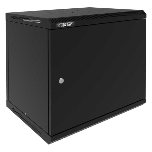 Шкаф настенный телекоммуникационный SUPRLAN металлическая дверь ТВС-9U-600-350-МР-9005 05-2091 черный