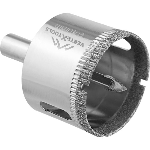 Коронка с центрирующим сверлом по стеклу и керамике (40х55 мм) Vertextools 336-40-55
