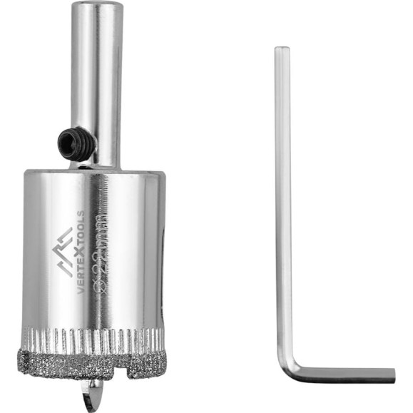 Коронка с центрирующим сверлом по стеклу и керамике (22х55 мм) Vertextools 336-22-55 Коронка с центрирующим сверлом по стеклу и керамике (22х55 мм) Vertextools 336-22-55