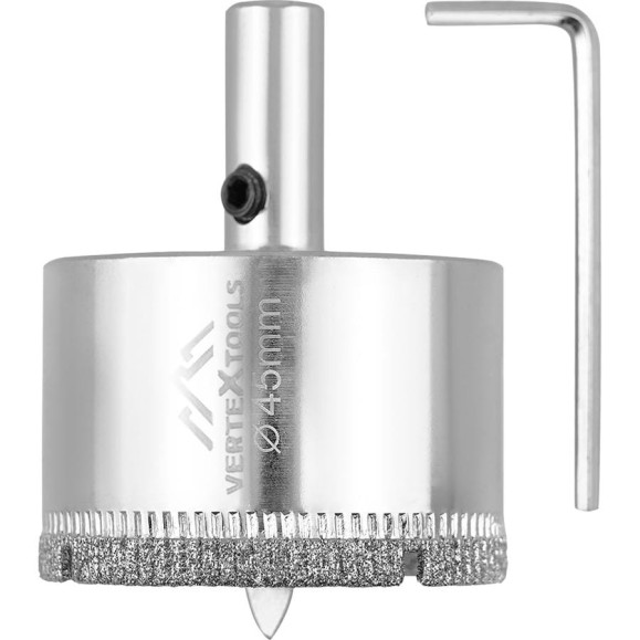 Коронка с центрирующим сверлом по стеклу и керамике (45х55 мм) Vertextools 336-45-55