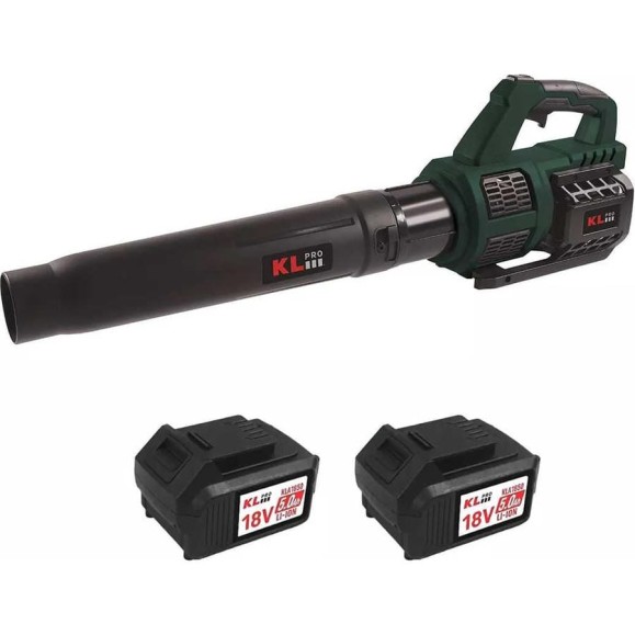 Профессиональная аккумуляторная воздуходувка KLPRO 18В, Li-ion-2шт 5,0Ач, ЗУ 4,5А возд поток 36-108 км/с Turbo: 151 км/с 20221 KLBUF18-50