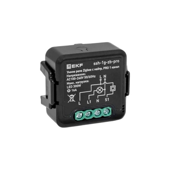 Умное реле EKF в подрозетник 1-канальное с нейтралью 16А Zigbee Connect Select PRO ssh-1g-zb-pro