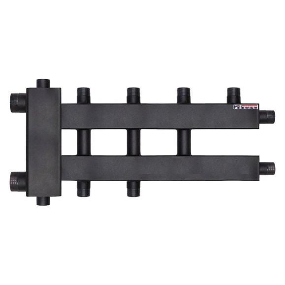 Коллектор для котла 1 1/2" × 1" наружная резьба 125 мм дублер 2+1+1 контура с гидроразделителем Millennium MKDG2585.211M Коллектор для котла 1 1/2" × 1" наружная резьба 125 мм дублер 2+1+1 контура с гидроразделителем Millennium MKDG2585.211M