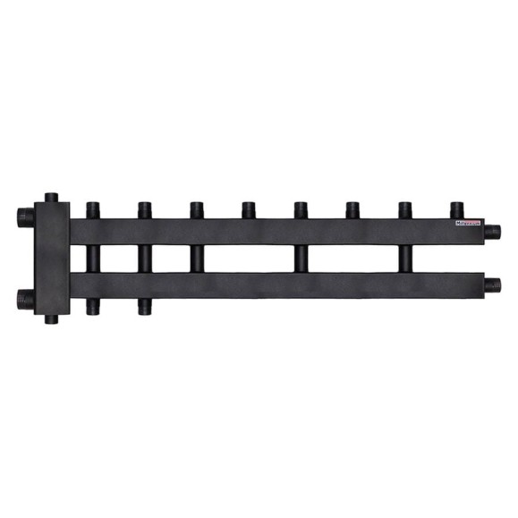 Коллектор для котла 1 1/2" × 1" наружная резьба 125 мм дублер 4+1+1 контура с гидроразделителем Millennium MKDG2585.411M Коллектор для котла 1 1/2" × 1" наружная резьба 125 мм дублер 4+1+1 контура с гидроразделителем Millennium MKDG2585.411M