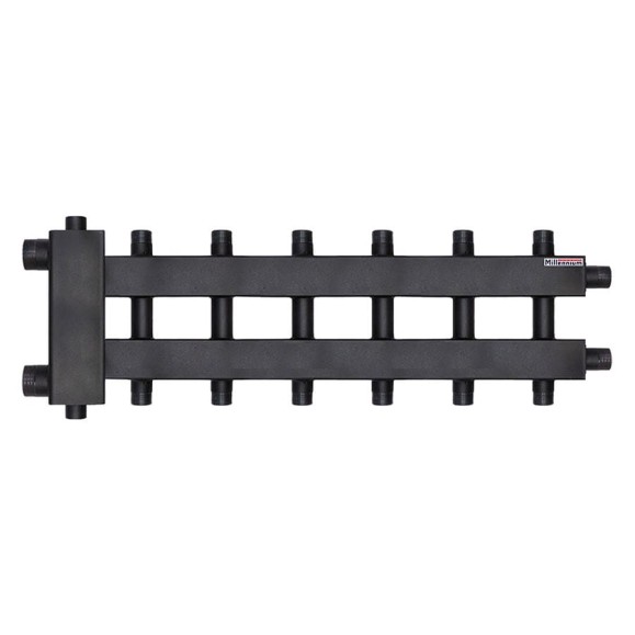 Коллектор для котла 1 1/2" × 1" наружная резьба 125 мм дублер 3+3+1 контура с гидроразделителем Millennium MKDG2585.331M