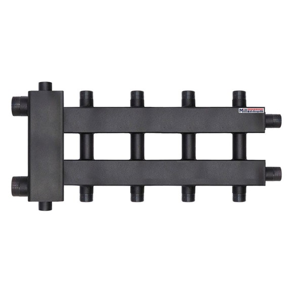 Коллектор для котла 1 1/2" × 1" наружная резьба 125 мм дублер 2+2+1 контура с гидроразделителем Millennium MKDG2585.221M Коллектор для котла 1 1/2" × 1" наружная резьба 125 мм дублер 2+2+1 контура с гидроразделителем Millennium MKDG2585.221M