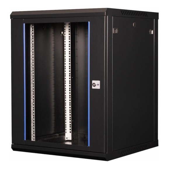 Шкаф 19 телекоммуникационный настенный DATAREX 15U 769x600x450 мм, дверь стекло, черный DR-634001