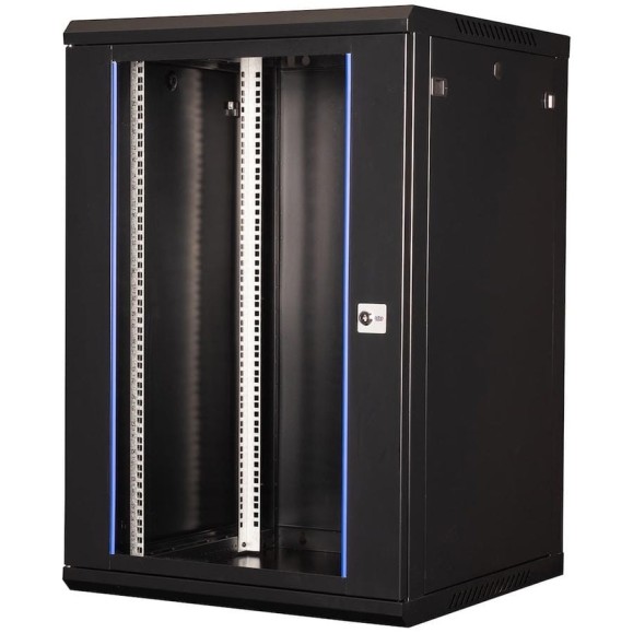 Шкаф 19 телекоммуникационный настенный DATAREX 18U 901x600x450 мм, дверь стекло, черный DR-635001