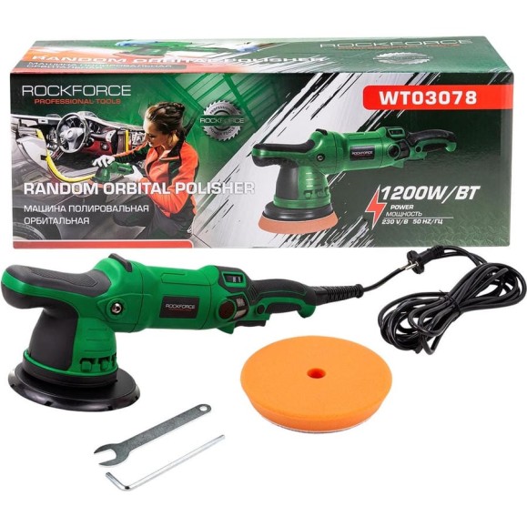 Машина полировальная орбитальная электрическая Rockforce (230V, 1200W, 2000-4500об/мин, диаметр круга - 150мм) RF-WT03078(62350) Машина полировальная орбитальная электрическая Rockforce (230V, 1200W, 2000-4500об/мин, диаметр круга - 150мм) RF-WT03078(62350)