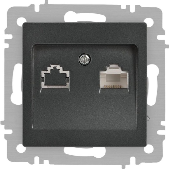 Розетка Intro Accent 6-303-07 информационная RJ45, IP20, СУ, графит Б0063638