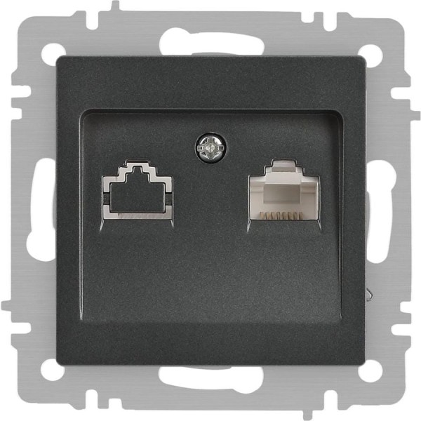 Розетка Intro Accent 6-303-07 информационная RJ45, IP20, СУ, графит Б0063638