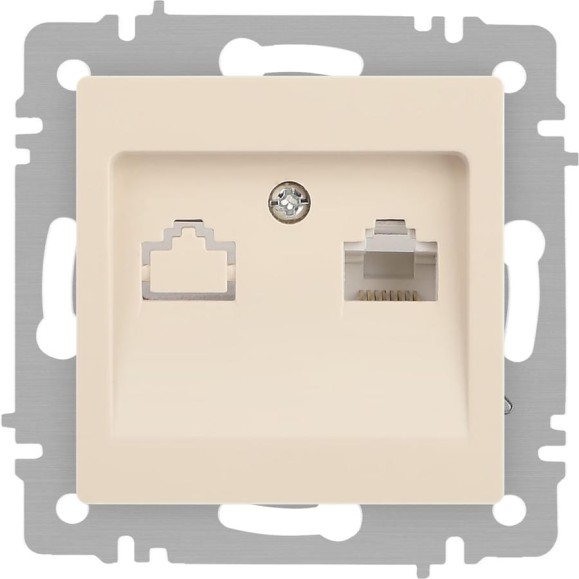 Розетка Intro Accent 6-303-02 информационная RJ45, IP20, СУ, слоновая кость Б0063627 Розетка Intro Accent 6-303-02 информационная RJ45, IP20, СУ, слоновая кость Б0063627