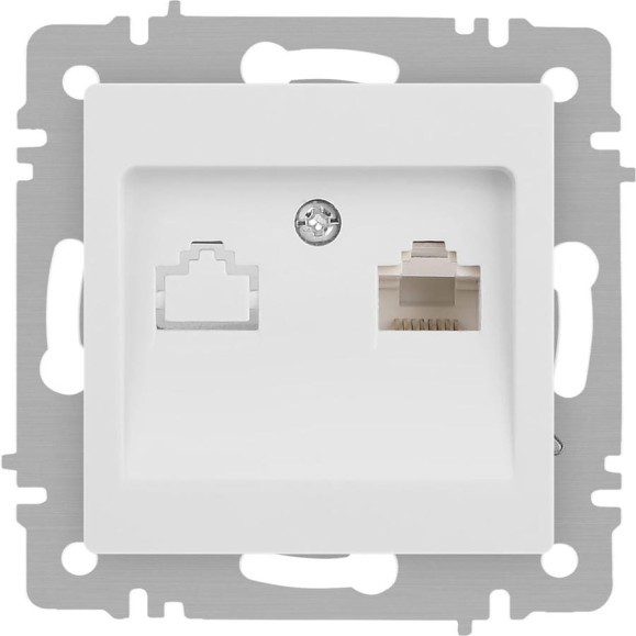 Розетка Intro Accent 6-303-01М информационная RJ45, IP20, СУ, белый матовый Б0063625 Розетка Intro Accent 6-303-01М информационная RJ45, IP20, СУ, белый матовый Б0063625