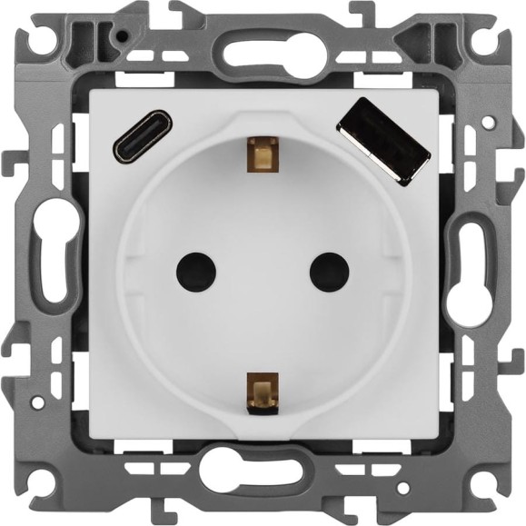 Розетка ЭРА Серия 12 12-4108-01М 2PE 16A250В со шторками с USB typeAC 5В3А белый матовый Б0067711
