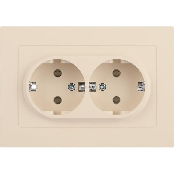 Розетка Intro Accent 620502 2x2PE Schuko, 16А250В, IP20, скрытой установки, AL/CU, слоновая кость Б0063489