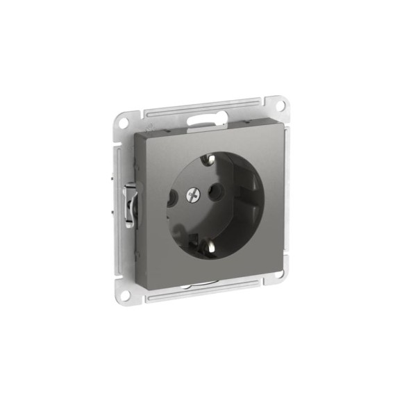 Розетка Systeme Electric ATLASDESIGN с заземлением, 16А, мех., быстрозажим. клем., СТАЛЬ ATN000943S