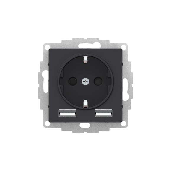 Механизм розетки Systeme Electric ATLASDESIGN RRR 16А, c 2 USB A+A, 5В/2,4А, 2x5В/1,2 А, карбон ATN001030R Механизм розетки Systeme Electric ATLASDESIGN RRR 16А, c 2 USB A+A, 5В/2,4А, 2x5В/1,2 А, карбон ATN001030R