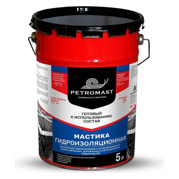 Гидроизоляционная мастика PETROMAST 5 л, металл 24613 10205 00-00001472 Гидроизоляционная мастика PETROMAST 5 л, металл 24613 10205 00-00001472