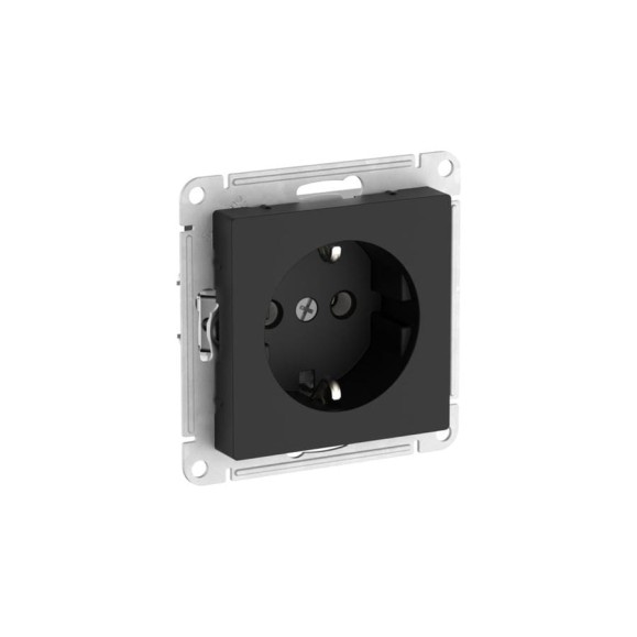 Розетка Systeme Electric ATLASDESIGN с заземлением, 16А, мех., быстрозажим. клем., КАРБОН ATN001043S