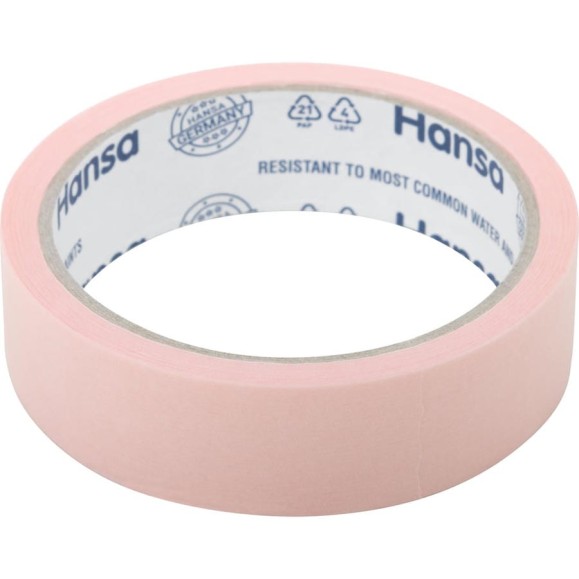 Малярная лента HANSA из японской бумаги Washi для деликатных поверхностей, розовая, 25 мм 25 м 702525 Малярная лента HANSA из японской бумаги Washi для деликатных поверхностей, розовая, 25 мм 25 м 702525