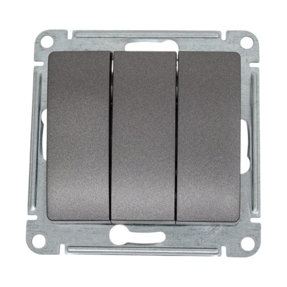 3-клавишный механизм выключателя Systeme Electric скрытой проводки Glossa 10А IP20 3 10AX графит GSL001331