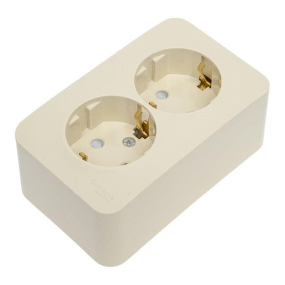 Розетка Systeme Electric Blanca о/у, двойная, с заземлением, со шт., изол.пл., 16а, 250в, бежевый BLNRA011217