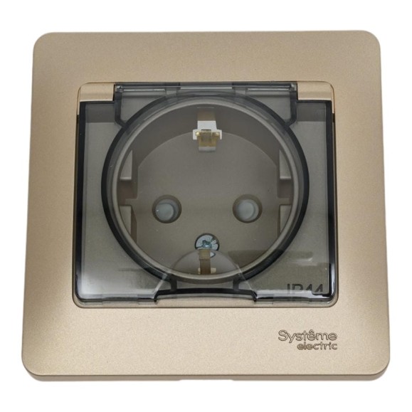 Розетка Systeme Electric GLOSSA с заземлением, со шторками, с крышкой, 16А, IP44, ТИТАН GSL000448 Розетка Systeme Electric GLOSSA с заземлением, со шторками, с крышкой, 16А, IP44, ТИТАН GSL000448
