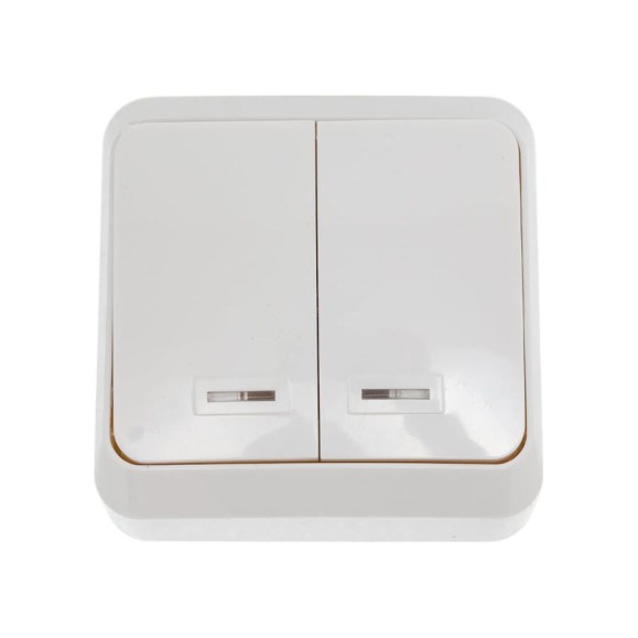 Выключатель Smartbuy 2-клавишный с индикатором 10А белый Юпитер SBE-03w-10-SW2-1 Выключатель Smartbuy 2-клавишный с индикатором 10А белый Юпитер SBE-03w-10-SW2-1