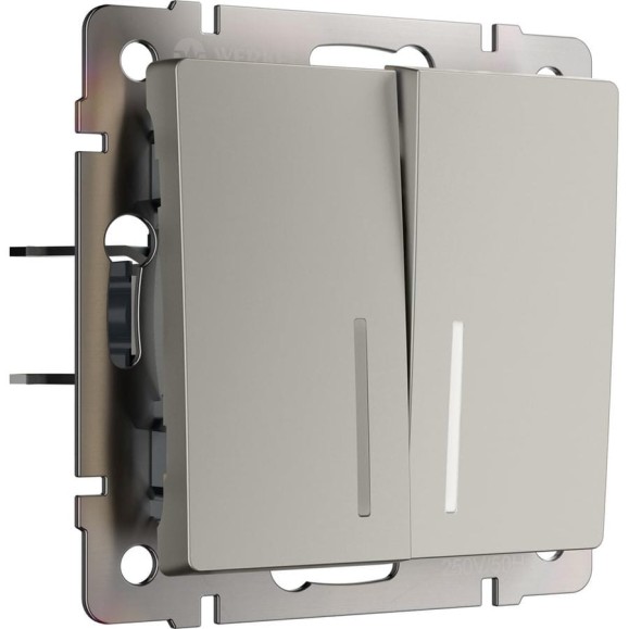Двухклавишный выключатель WERKEL W1220104 с подсветкой (дымчатый) a069457 Двухклавишный выключатель WERKEL W1220104 с подсветкой (дымчатый) a069457