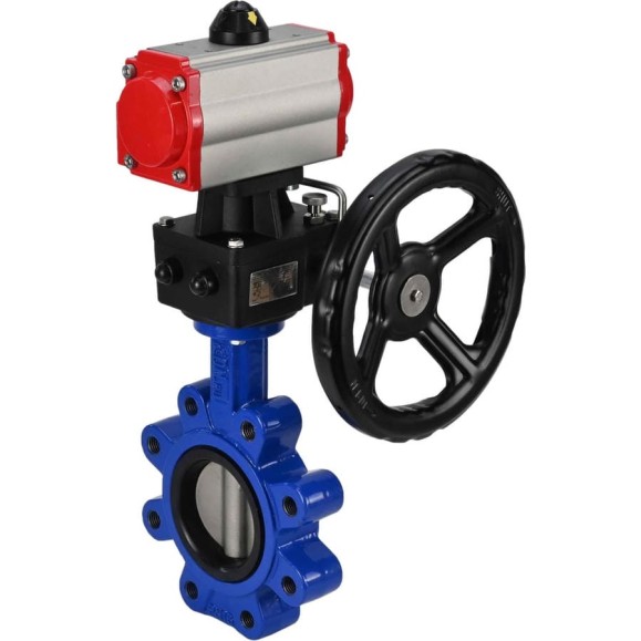 Затвор DN.ru QT450-304-EPDM-2W-Fb-H Ду150 Ру16 LUG пневмопривод, дублер D050-50023