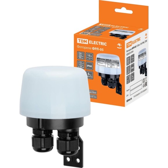 Фотореле TDM ELECTRIC ФРЛ-05 5-50лк, 15А, IP66 SQ0324-0104