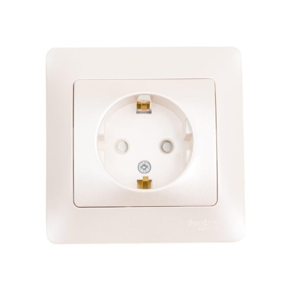 Розетка Systeme Electric Glossa Перламутр с/з со шторками, 16А в сборе SE GSL000644