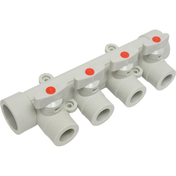 Коллектор с шаровыми кранами LAMMIN ppr 32x4 10/1 серый Lm31081004032G