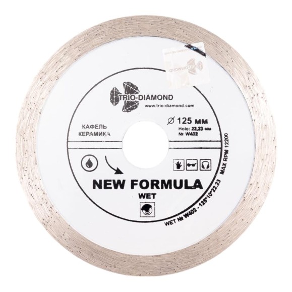 Диск алмазный отрезной TRIO-DIAMOND сплошной 125x22.23 New Formula Wet, W402 Диск алмазный отрезной TRIO-DIAMOND сплошной 125x22.23 New Formula Wet, W402