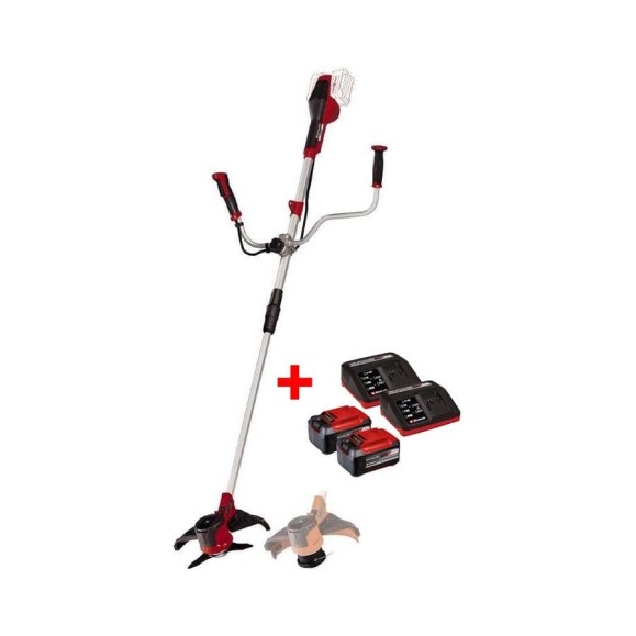 Коса аккумуляторная Einhell PXC AGILLO 36/255, 2x18В,BL, нож+леска, велосипедная рукоятка + 2 аккумулятора 5.2 Ач + ЗУ 2x3А 3411320SET